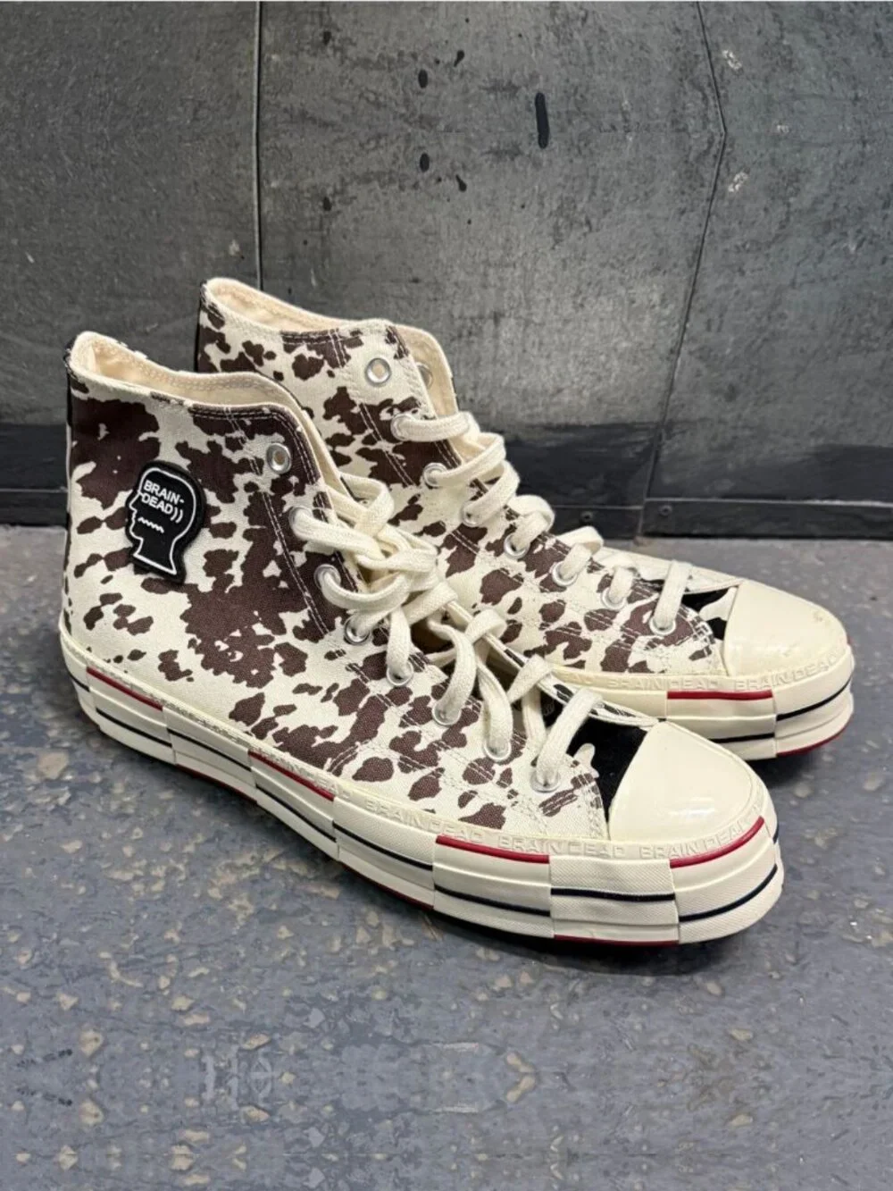 CONVERSE x BRAIN DEAD Chuck 70 Hi Cow Print High Top Sneakers Sz 11 169946C - Picture 2 of 11
